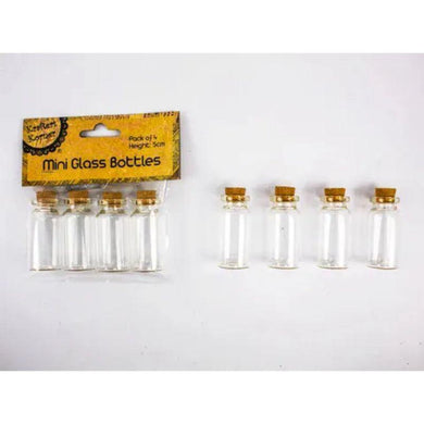 5 Pack Mini Glass Bottles with Cork Lid - 5cm - The Base Warehouse