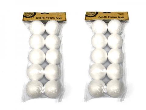 10 Pack White Foam Balls - 5cm - The Base Warehouse