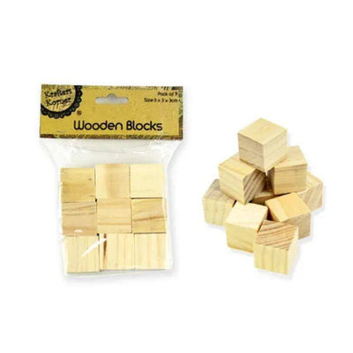 9 Pack Wooden Blocks - 3cm x 3cm - The Base Warehouse