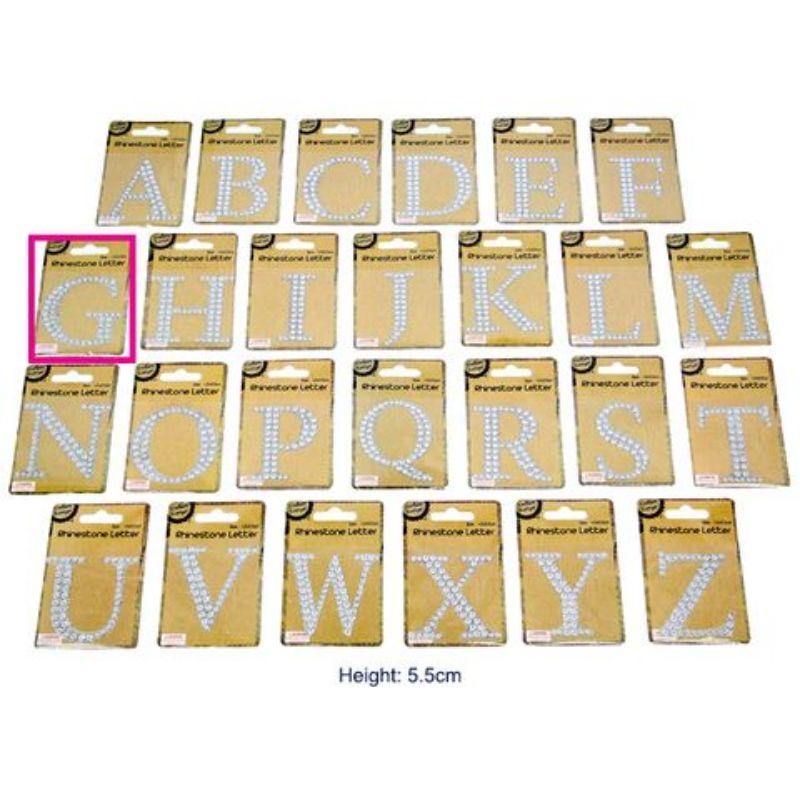 Adhesive Rhinestone Letter G - 4.5cm x 5.5cm