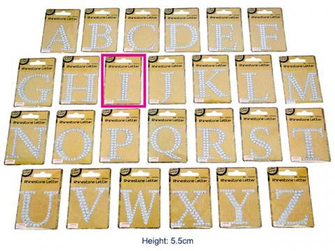 Adhesive Rhinestone Letter I - 4.5cm x 5.5cm