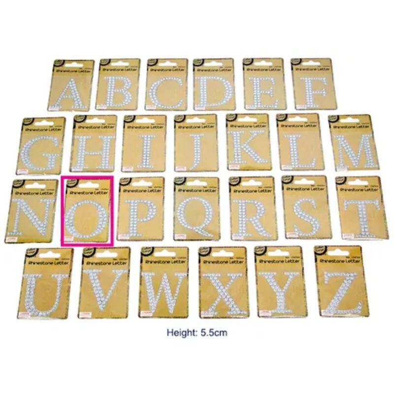 Adhesive Rhinestone Letter O - 4.5cm x 5.5cm
