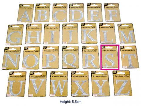 Adhesive Rhinestone Letter S - 4.5cm x 5.5cm