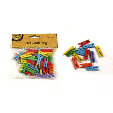 50 Pack Coloured Mini Craft Pegs - 3cm - The Base Warehouse