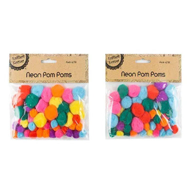 50 Pack Neon Pom Poms - The Base Warehouse
