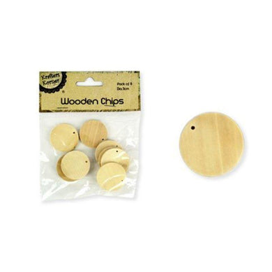 8 Pack Round Wooden Chips - 3cm - The Base Warehouse