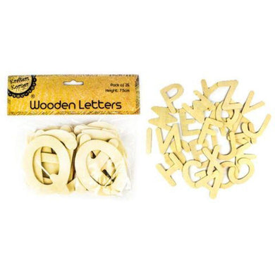 26 Wooden Alphabet Letters - 7.5cm x 0.2cm - The Base Warehouse