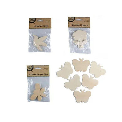 6 Pack Wooden Shapes - 6cm x 8cm - The Base Warehouse