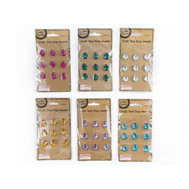 9 Pack Craft Tear Drop Jewels - 1.8cm x 1.3cm - The Base Warehouse