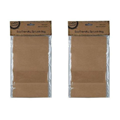 6 Pack Medium Eco Friendly Zip Lock Bags - 12cm x 20cm - The Base Warehouse