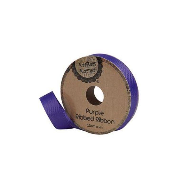 Ribbed Purple Ribbon - 15mm x 4m