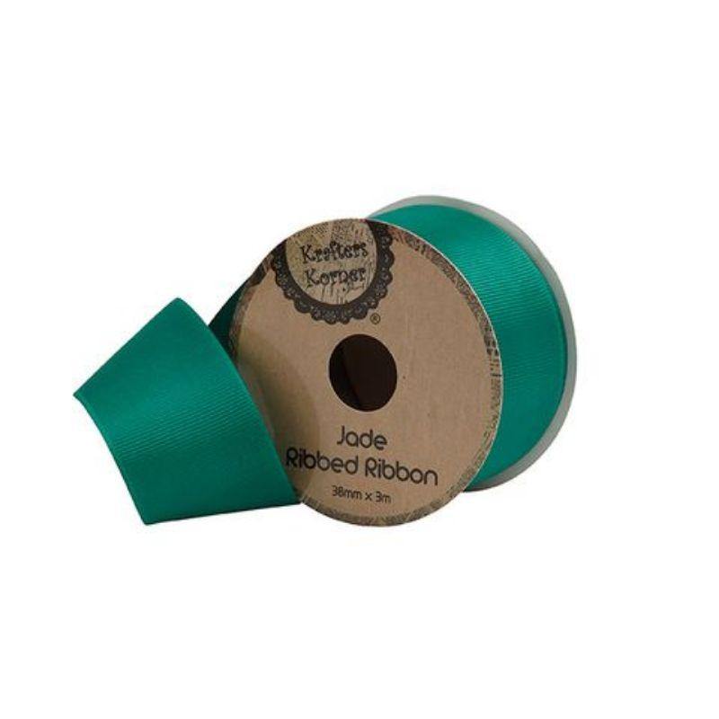 Ribbed Jade Ribbon - 38mm x 3m