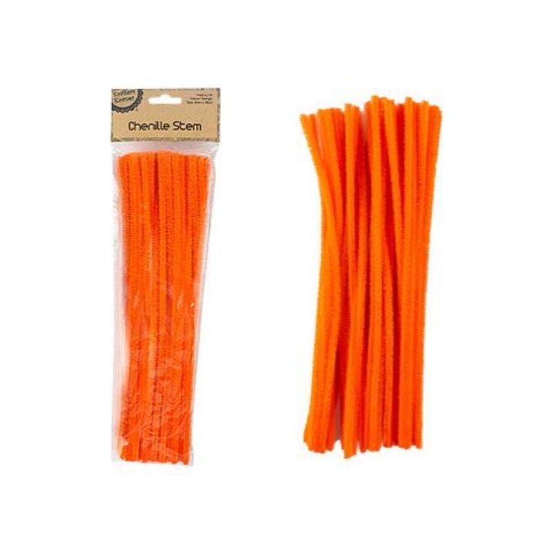 50 Pack Orange Chenille Stems - 6mm x 30cm - The Base Warehouse