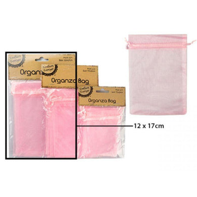 4 Pack Pink Organza Bag - 12cm x 17cm - The Base Warehouse
