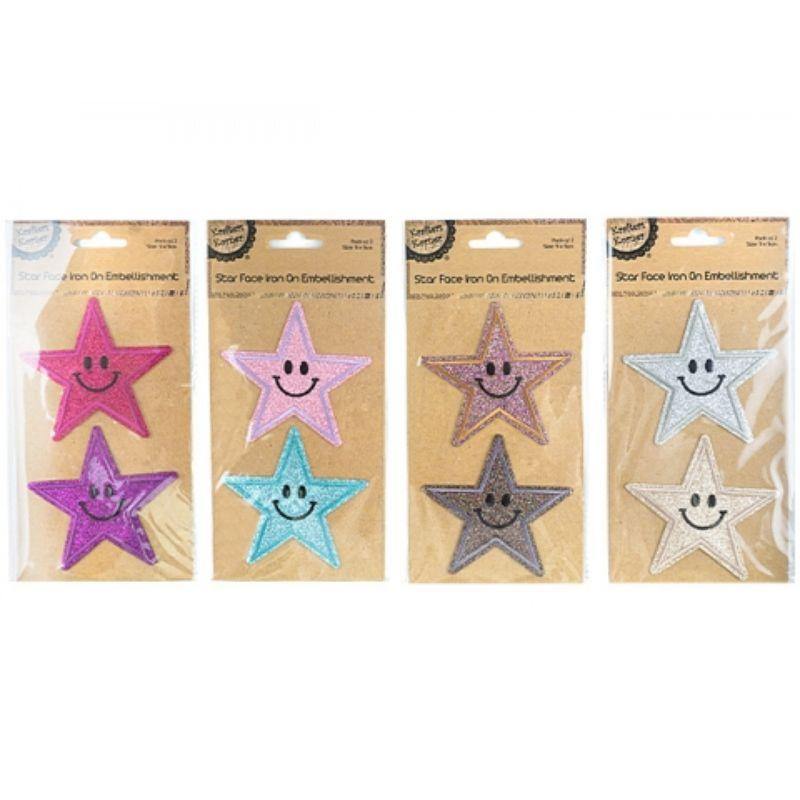 Star Face Iron on Embellishment - 9cm - The Base Warehouse