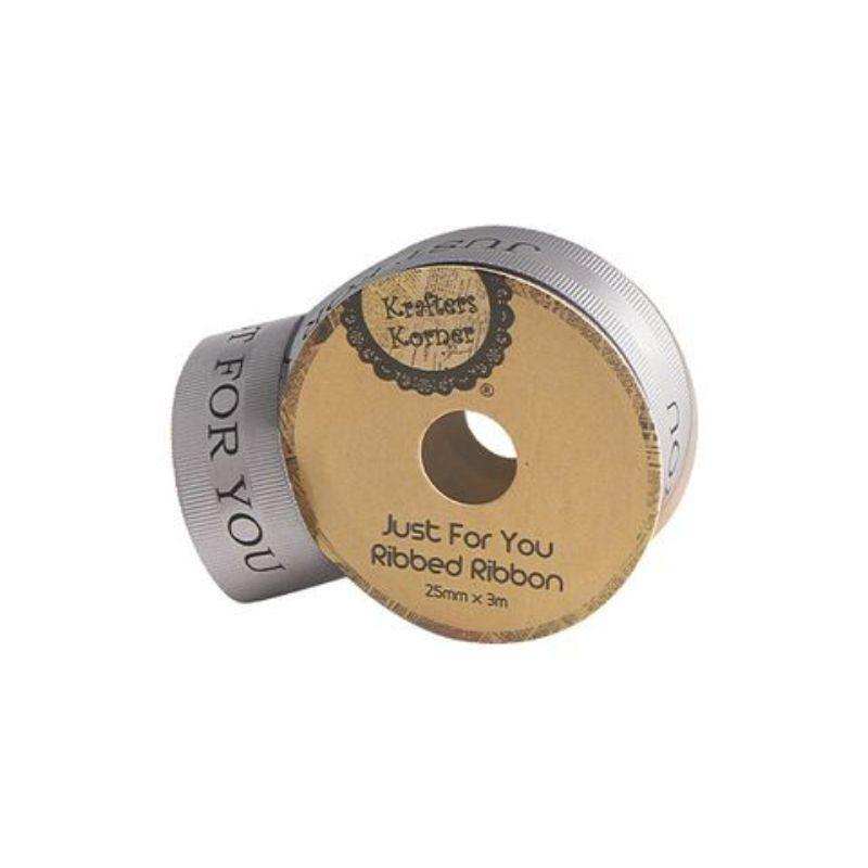 Grey Just4U Ribbon - 25mm x 3m