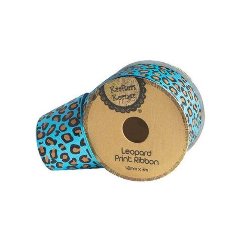 Blue Leopard Ribbon - 40mm x 3m