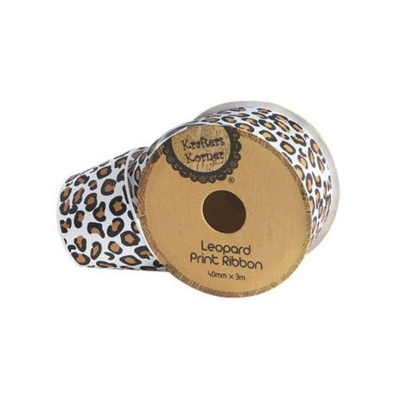 White Leopard Ribbon - 40mm x 3m - The Base Warehouse