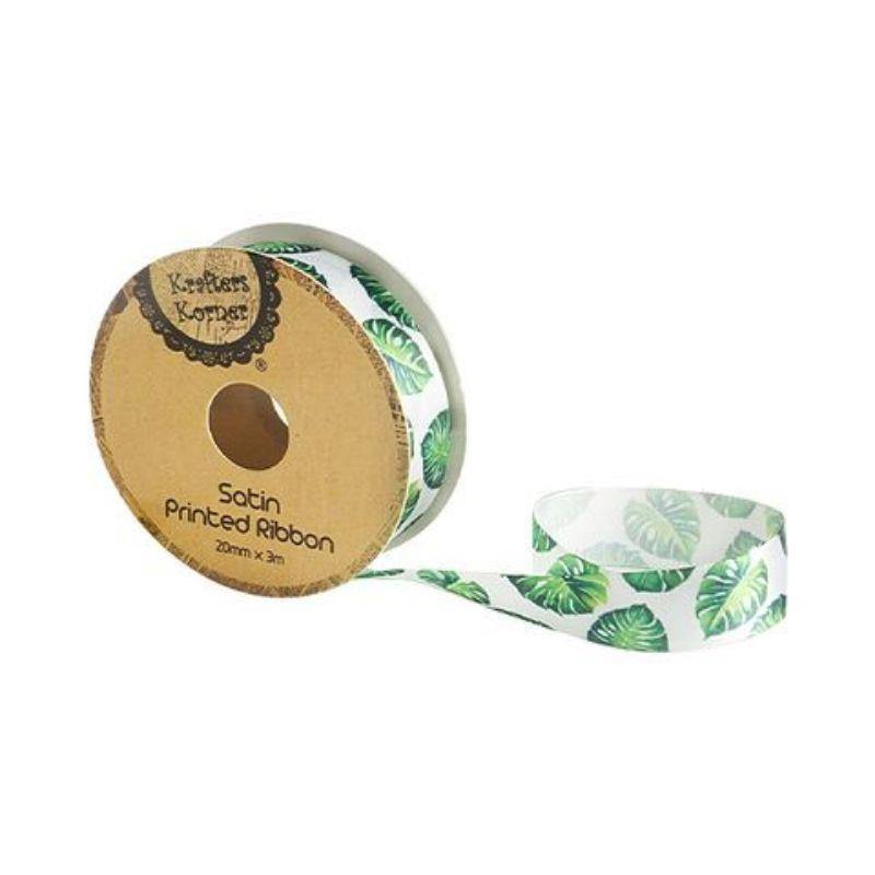 Large Leaf Print Ribbon - 20mm x 3m