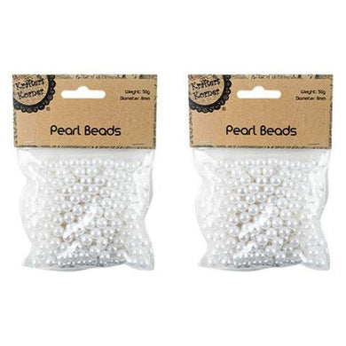 White Pearl Beads 8mm - 50g - The Base Warehouse