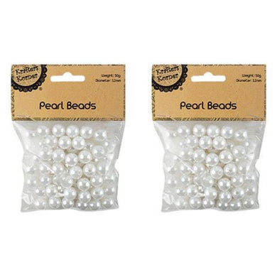 White Pearl Beads 12mm - 50g - The Base Warehouse