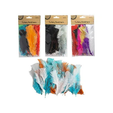 Mixed Colour Turkey Feathers - 10g - The Base Warehouse