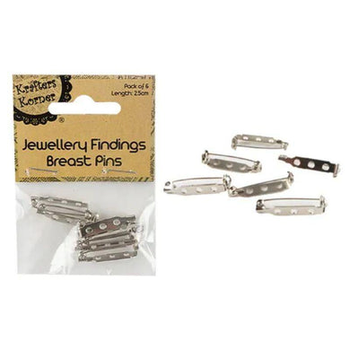 6 Pack Jewellery Breast Pins - 2.5cm - The Base Warehouse