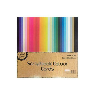 60 Pack Scrapbook Colour Cards - 30.5cm x 30.5cm - The Base Warehouse