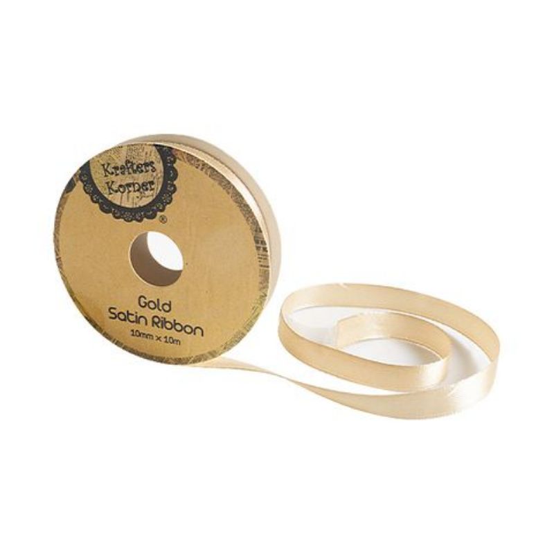 Satin Gold Ribbon - 10mm x 10m