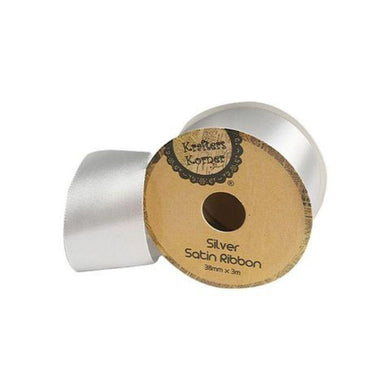 Satin Silver Ribbon - 38mm x 3m - The Base Warehouse