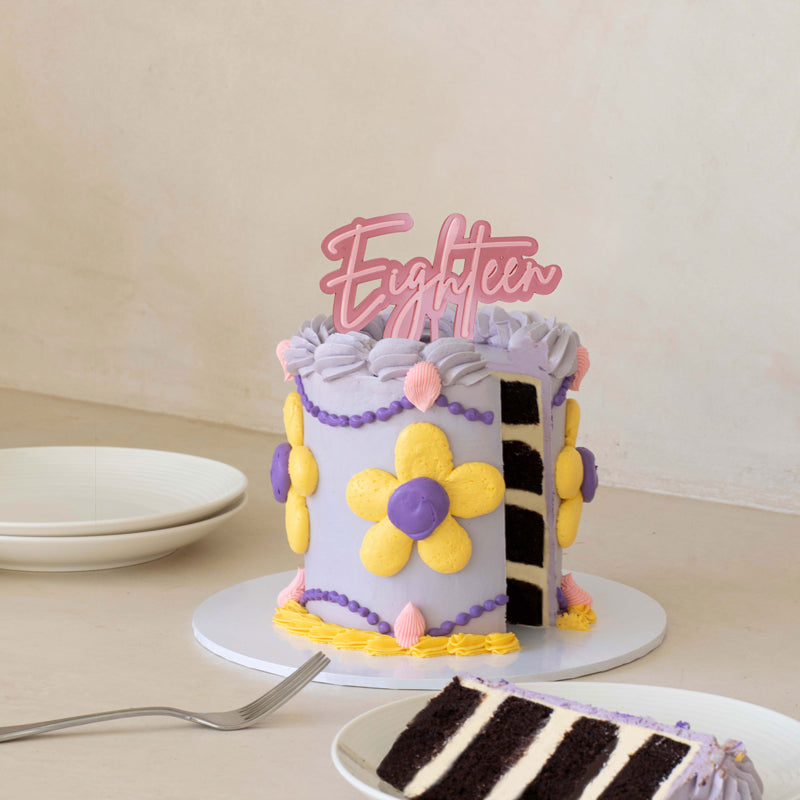 Pink Opaque & Pink Layered EIGHTEEN Cake Topper - 80mm
