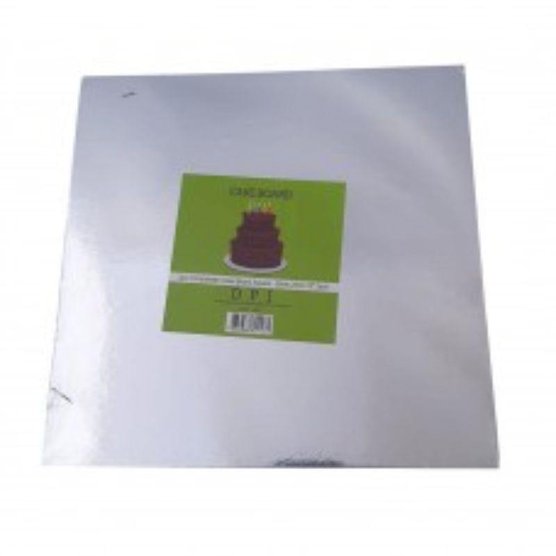 Silver Compressed Foil Square Cake Board - 25cm x 2mm - The Base Warehouse