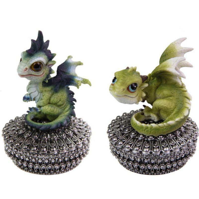 Dragon on Round Silver Trinket Box - 14cm - The Base Warehouse