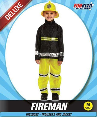 Boys Black and Yellow Fireman Costume - Tall - The Base Warehouse