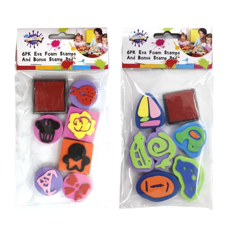 6 Pack EVA Foam Stamps with Bonus Stamp Pad