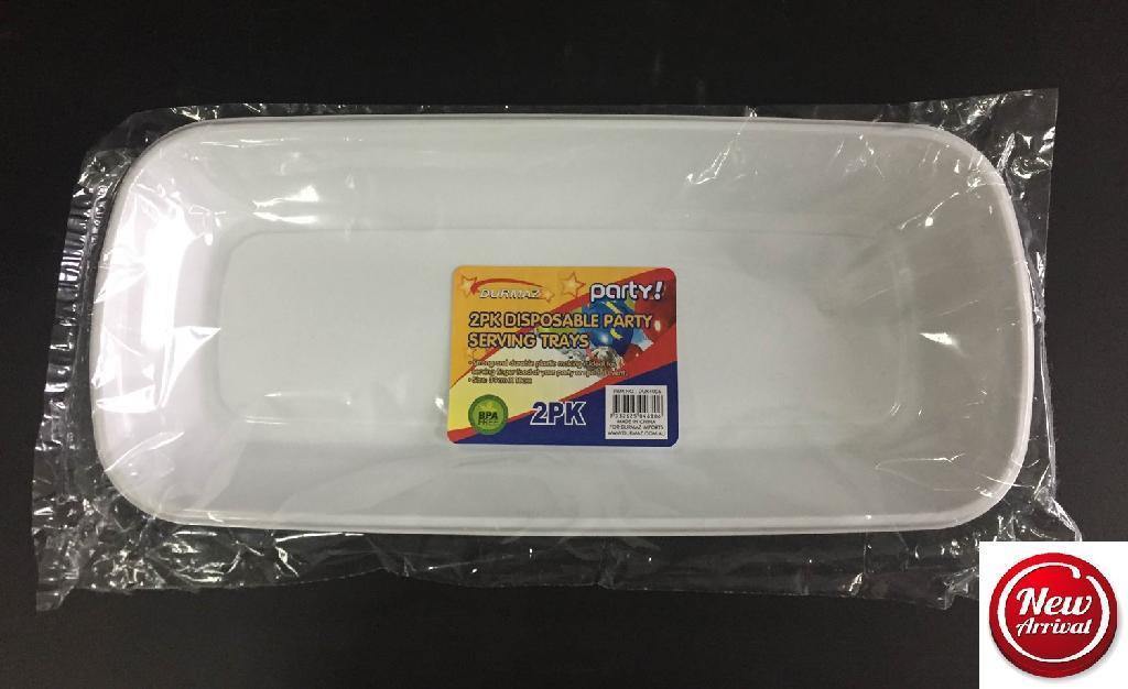 2 Pack Disposable Plastic Party Serving Trays - 39cm x 18xm - The Base Warehouse