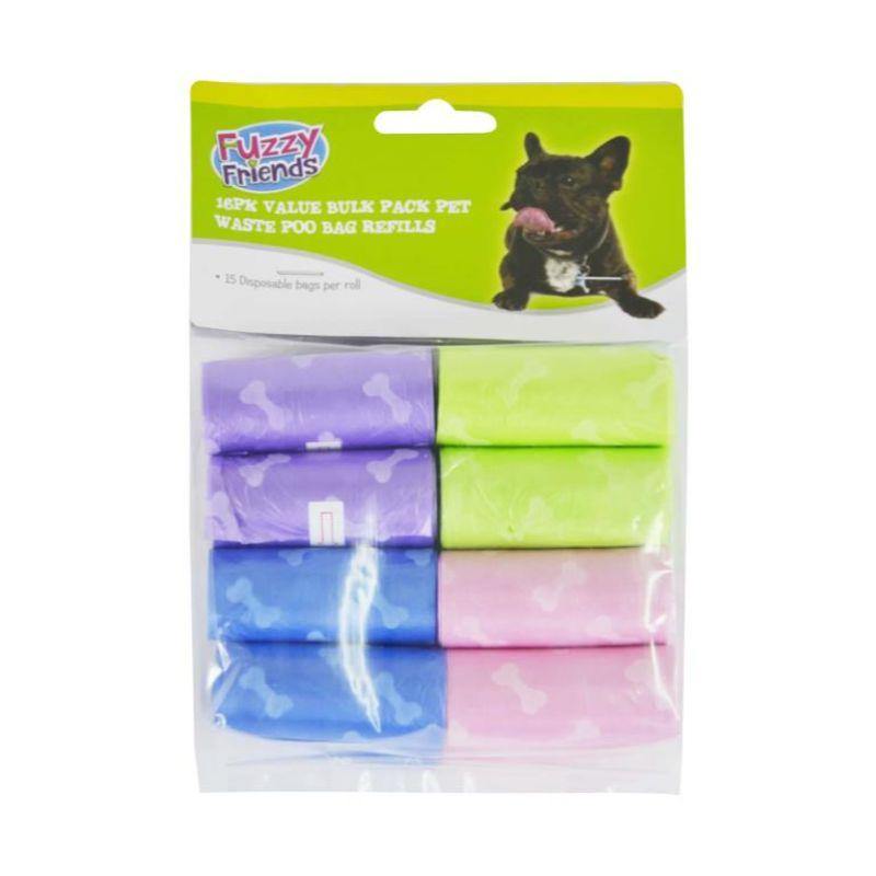 16 Pack Bulk Buy Doggy Poo Bags 23cm x 32cm - The Base Warehouse