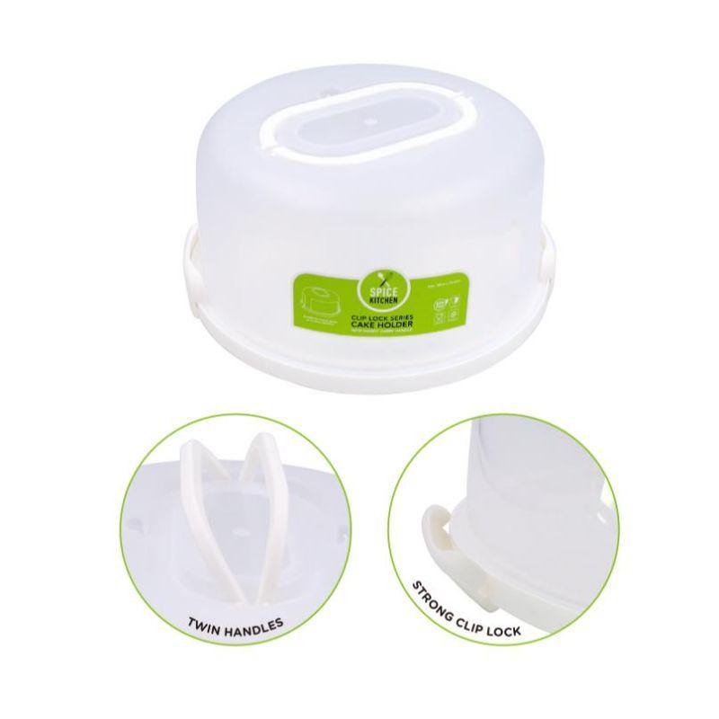 Clip Lock Plastic Round Cake Holder 30cm x 15.3cm