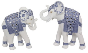 Blue Willow Elephant with Gems - 27cm - The Base Warehouse