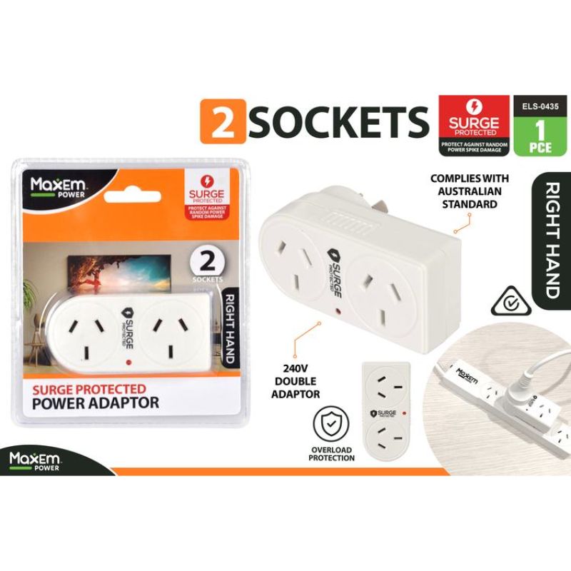 Maxem Surge Protected Right Hand Side Double Adaptor - 240v