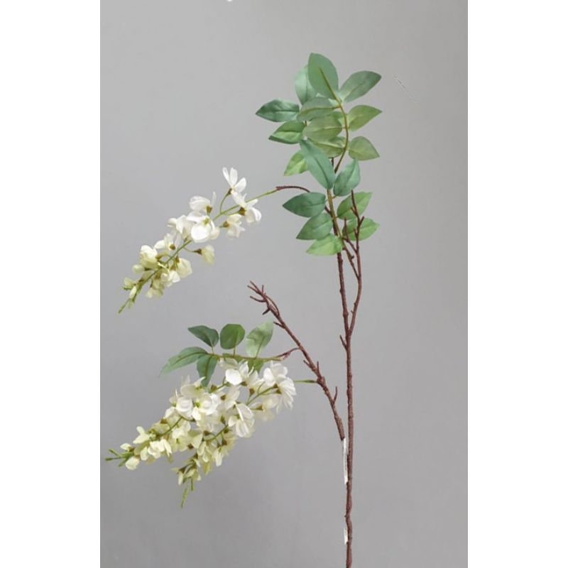 White Wisteria Spray by 3 - 85cm