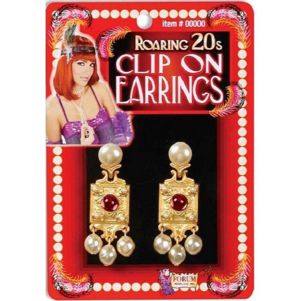 Womens 1920s Pearl Costume Earrings