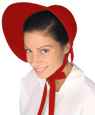Womens Red Felt Pilgrim Bonnet - The Base Warehouse
