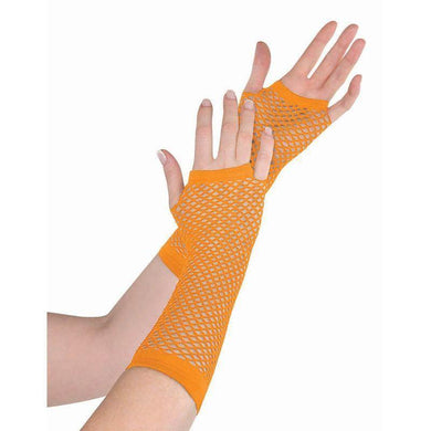 Adults Orange Double Fishnet Gloves - The Base Warehouse