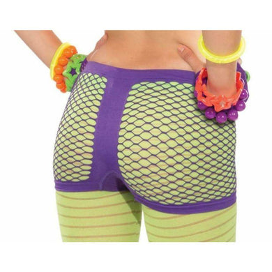Purple Sexy Club Candy Neon Fishnet Shorts - The Base Warehouse