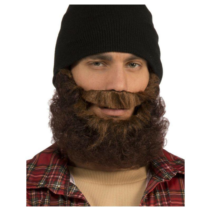 Black Deluxe Curly Man Hipster Beard Moustache - The Base Warehouse