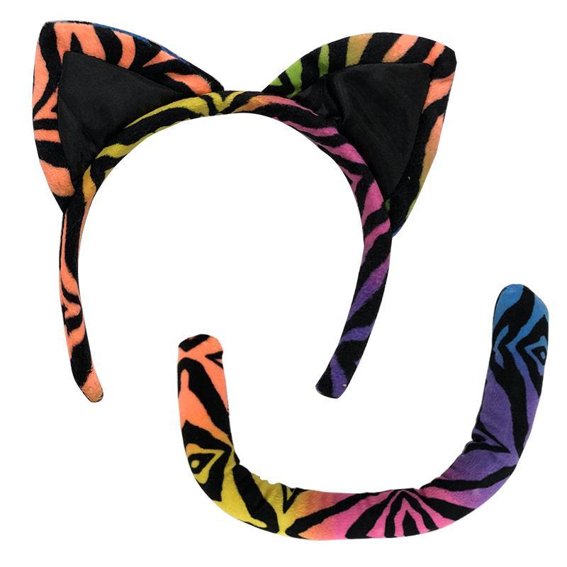 Rainbow Tiger Ears & Tail Animal Set - The Base Warehouse