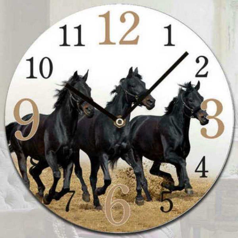Horses Galloping Round Clock - 30cm