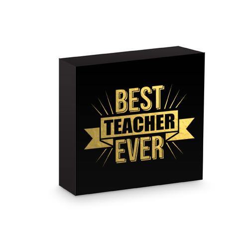 Black & Gold Best Teacher Ever Block - The Base Warehouse