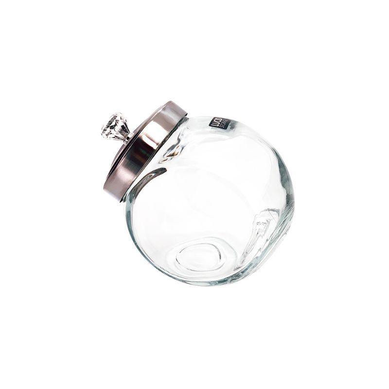 Glass Jar with Metal Lid and Diamond Knob - 18cm - The Base Warehouse